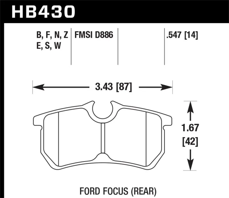 Hawk 00-07 Ford Focus DTC-30 Rear Race Brake Pads Limited Edition