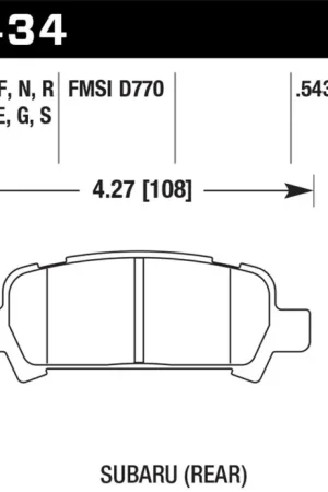 While Supplies Last Hawk 2004-2006 Subaru Baja Sport HPS 5.0 Rear Brake Pads