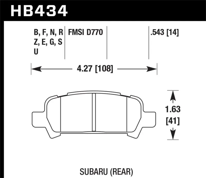 While Supplies Last Hawk 2004-2006 Subaru Baja Sport HPS 5.0 Rear Brake Pads