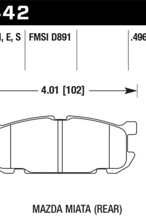 Hawk 01-03 Mazda Miata Base/LS/SE Sport Suspension DTC-60 Rear Race Brake Pads Fresh Stock