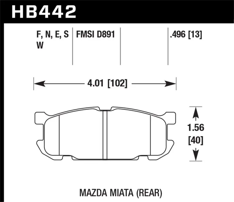 Hawk 01-03 Mazda Miata Base/LS/SE Sport Suspension DTC-60 Rear Race Brake Pads Fresh Stock