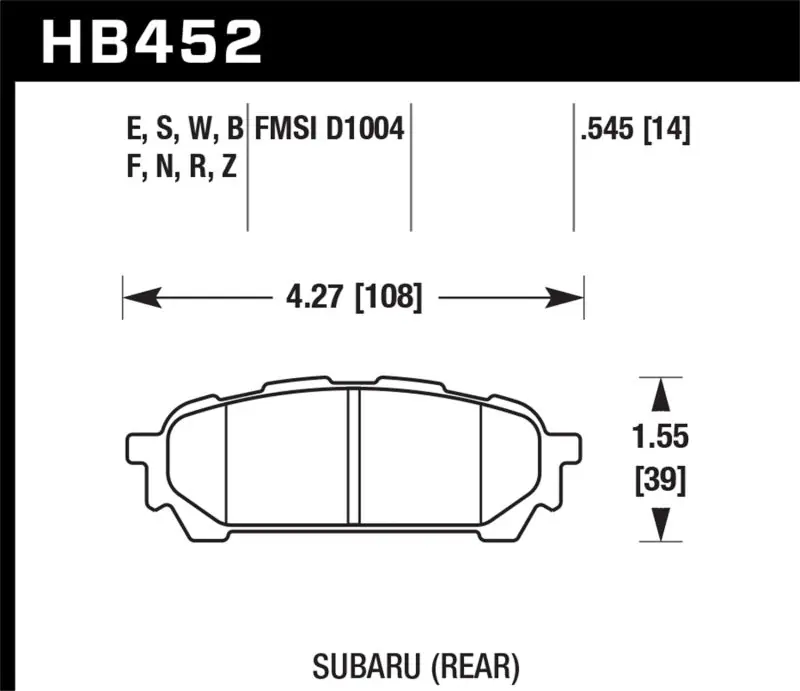Hawk 03-05 WRX D1004 HPS Street Rear Brake Pads Authentic