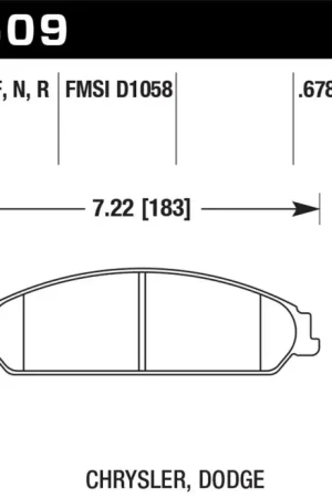 Original Hawk 2013-2014 Chrysler 200 (w/XR1 Brakes) HPS 5.0 Front Brake Pads