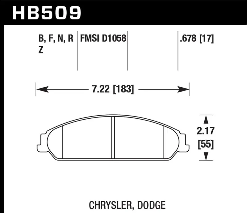 Original Hawk 2013-2014 Chrysler 200 (w/XR1 Brakes) HPS 5.0 Front Brake Pads