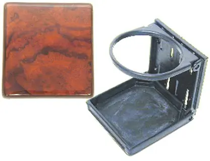 URO Parts DH-BURL Cup Holder; With Burl Wood Cover; 3.75in x 3.75in - Mercedes Instant Buy