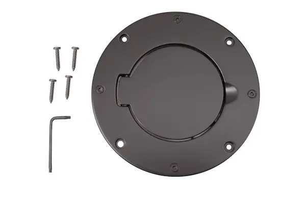 Buy Direct Rugged Ridge 11425.02 Non-Locking Gas Cap Door; Black; 97-06 Jeep Wrangler TJ