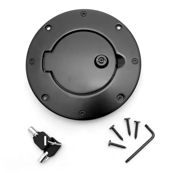 Rugged Ridge 11425.08 Locking Gas Cap Door; Black Aluminum; 97-06 Jeep Wrangler TJ Handmade