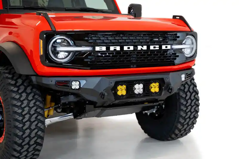 Addictive Desert Designs 21-22 Ford Bronco Bomber Front Bumper (w/ 3 Baja Designs LP4 Mounts) Latest