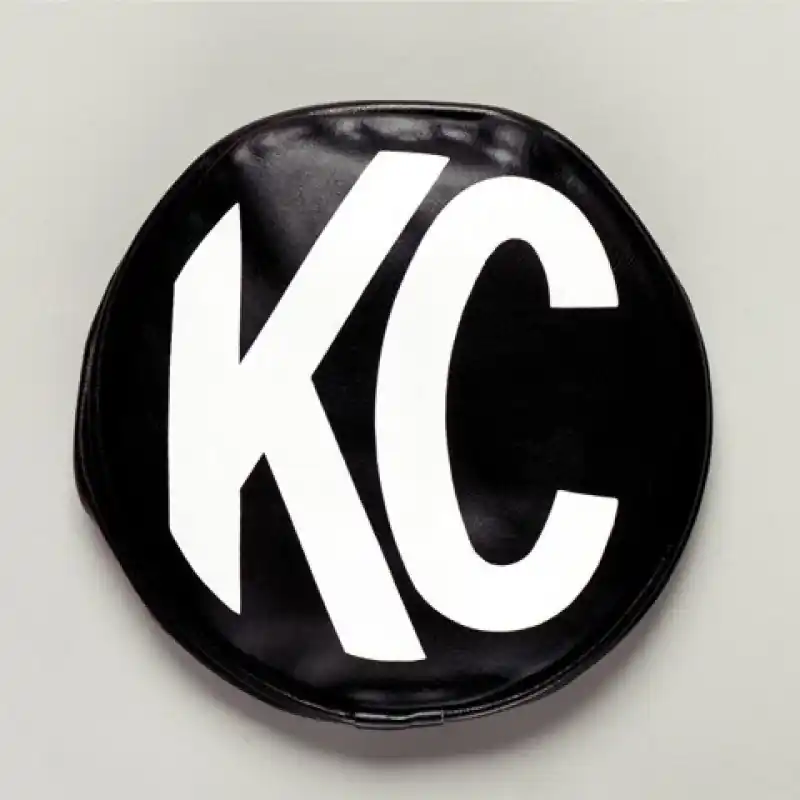 KC HiLiTES 6in. Round Soft Cover (Pair) - Black w/White KC Logo Limited Time