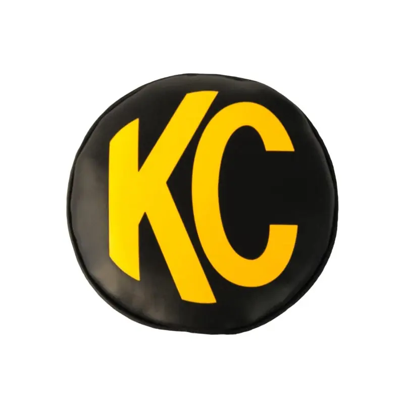 KC HiLiTES 6in. Round Soft Cover (Pair) - Black w/Yellow KC Logo Reduced Price
