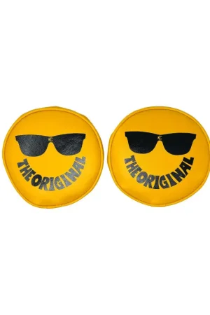 KC HiLiTES Retro 6in Round Yellow Vinyl Light Cover w/ Black KC Sunglasses Logo New Arrival