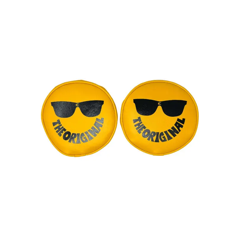 KC HiLiTES Retro 6in Round Yellow Vinyl Light Cover w/ Black KC Sunglasses Logo New Arrival