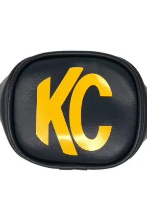 Limited Time KC HiLiTES 3in. Rectangle Soft Cover (Pair) - Black w/Yellow KC Logo
