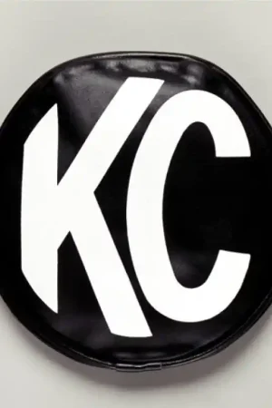 KC HiLiTES 5in. Round Soft Cover (Pair) - Black w/White KC Logo Budget