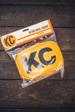KC HiLiTES Retro 5in x 7in Rectangular Yellow Vinyl Light Cover w/ Black KC Logo (Pair) Seasonal Sale