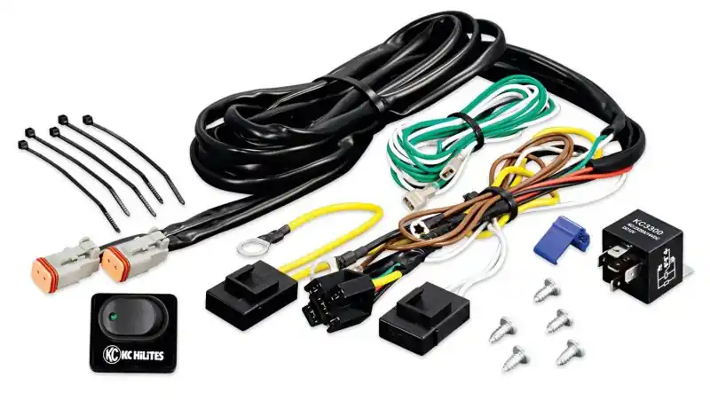 KC HiLiTES Wiring Harness w/40 AMP Relay & LED Rocker Switch (Up to 2 - 130w Lights) Hot Picks