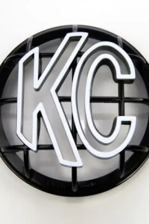KC HiLiTES 5in. Round ABS Stone Guard for Apollo Lights (Single) - Black w/White KC Logo High Quality