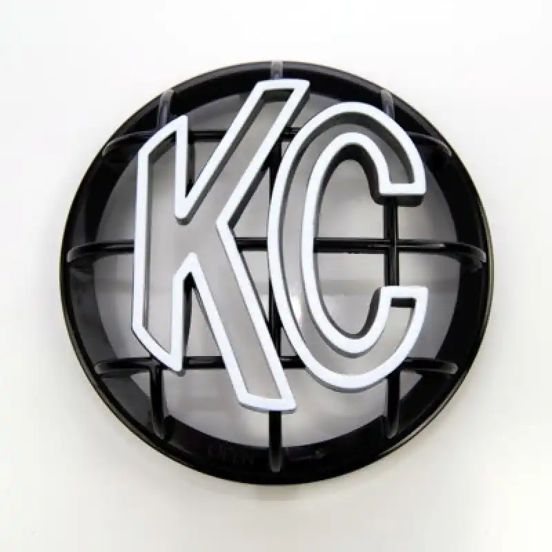 KC HiLiTES 5in. Round ABS Stone Guard for Apollo Lights (Single) - Black w/White KC Logo High Quality