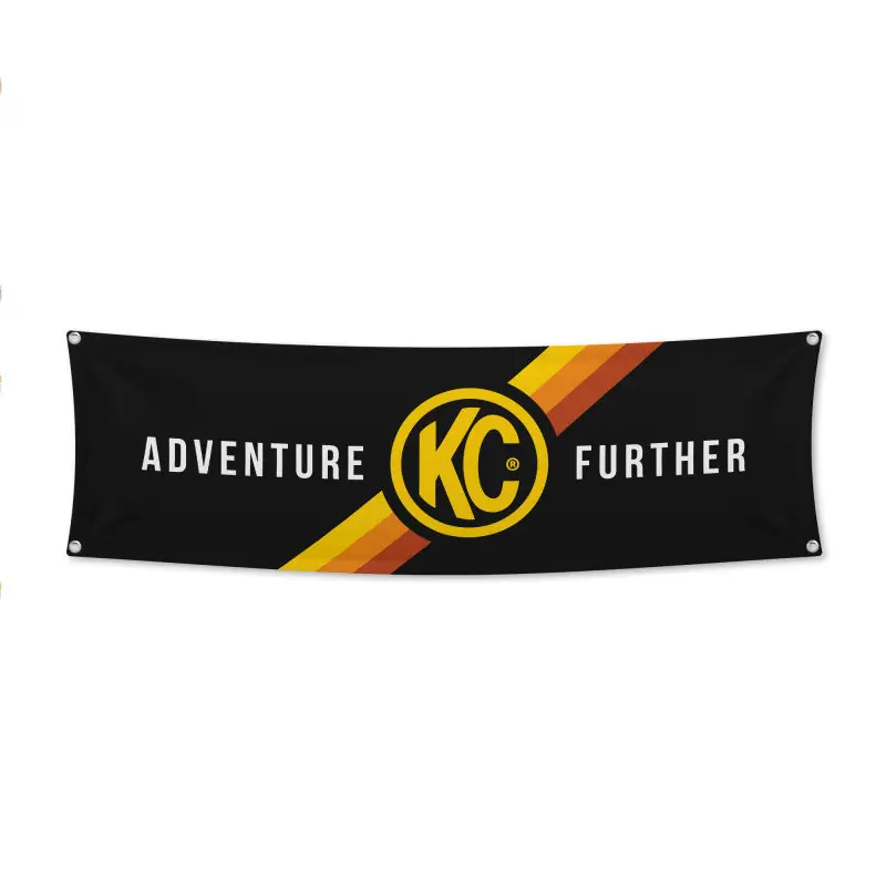 Trusted Brand KC HiLiTES 17in. x 60in. Banner - Black w/Yellow